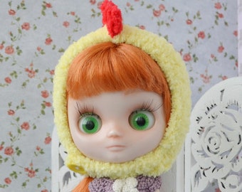 Yellow chick helmet for Blythe Middie doll , Middie doll animal outfit, Puppet halloween helmet, Holala, Monst doll Clothes