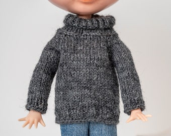 Suéter gris para muñeca Blythe Boy, Jersey de muñeca Licca, Sudadera de otoño Obitsu 22, Ropa para muñeca, Traje de muñeca Blythe Boy
