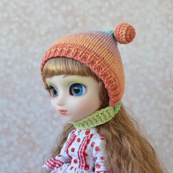 Hat for Pullip, Middie Blythe, Holala, Paola Reina dolls, Multi-colored Hat for a doll, knitted outfit for a doll