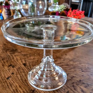 Vintage Clear Glass Cake Stand: Pedestal Dessert Display