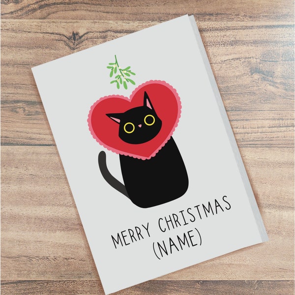 Black Cat Christmas Card - Card from the Cat - Boyfriend Cat Christmas Card - Boyfriend Girlfriend Mum Best Friend Black Cat Card