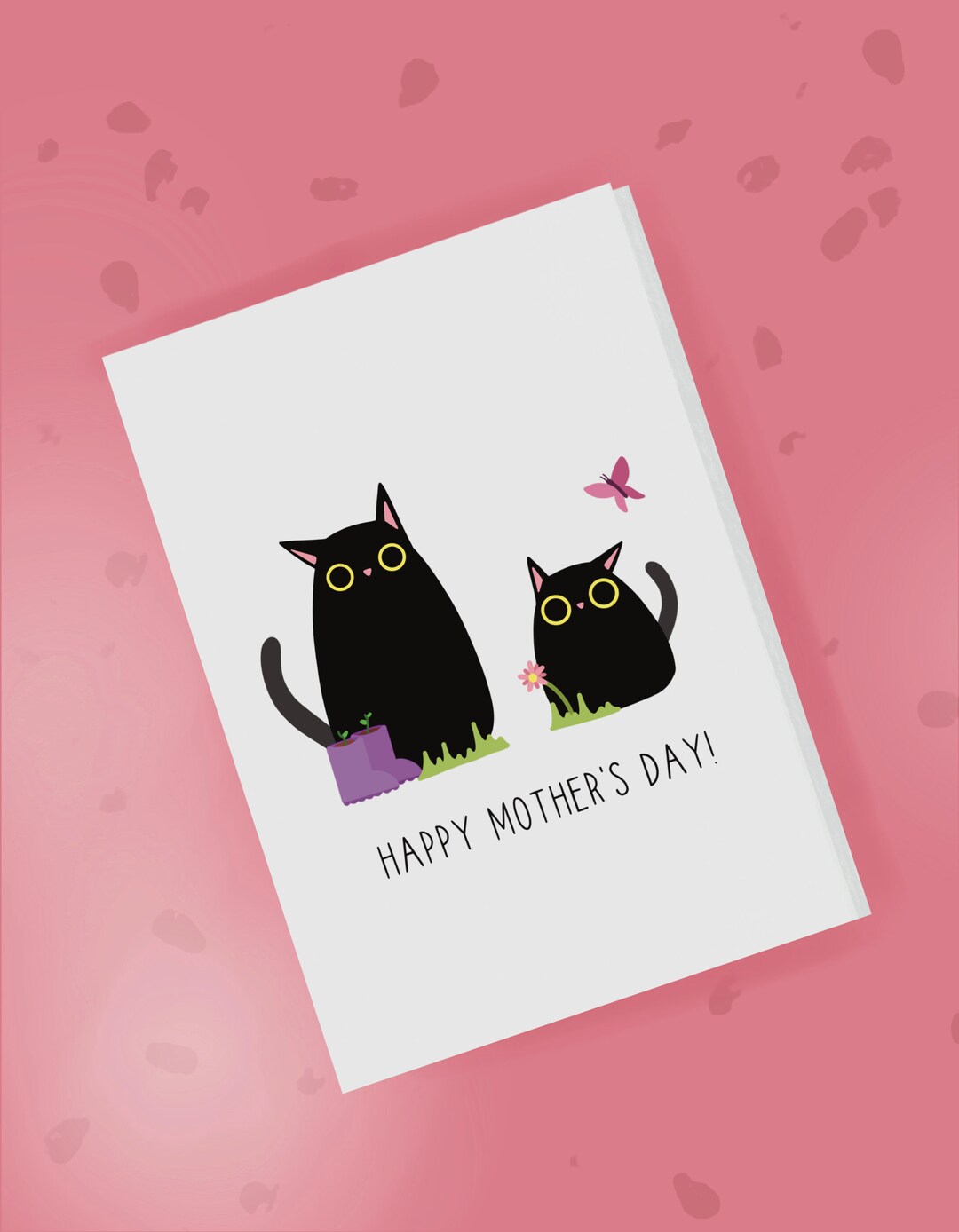Black Cat Mothers Day Card - Card From the Cat - Mum Black Cat Card ...