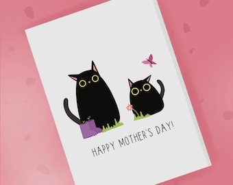 Black Cat Mother's Day Card - Card From the Cat - Mum Black Cat Card ...