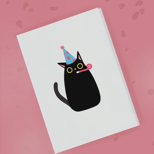 Carte d'anniversaire chat noir - carte chat personnalisée - chat noir drôle - carte du chat - petit ami chat carte petite amie mari femme ami