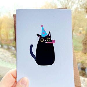 Black Cat Birthday Card - Personalised Greeting Card - Funny Black Cat - Card from the Cat - Boyfriend Girlfriend Husband Wife Friend