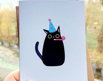 Black Cat Birthday Card - Personalised Greeting Card - Funny Black Cat - Card from the Cat - Boyfriend Girlfriend Husband Wife Friend