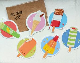 Cute and Kawaii Decorative Stickers for Scrapbooking I Scream for Ice Cream Journaling Set of 9 Planner - VINYL STICKERS or MAGNETS