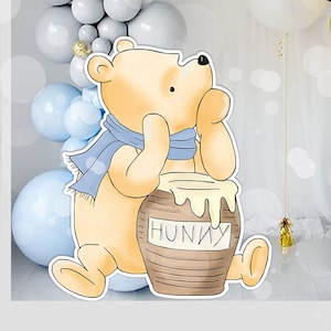 Big Decor Winnie The Pooh in blau Schal Baby Party Geburtstag Party Cutout Prop|Stand Up Prop|Dekoration DIGITAL DOWNLOAD 0001