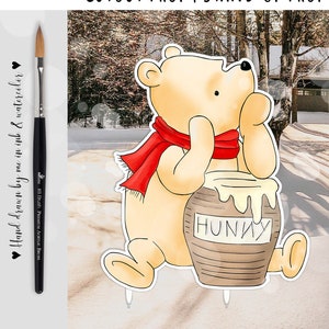 Big Decor Winnie Puuh Winter Baby Party Dekor Geburtstagsparty Cutout Prop|Stand Up Prop|Yard decor Pooh in schal DIGITAL DOWNLOAD 0001