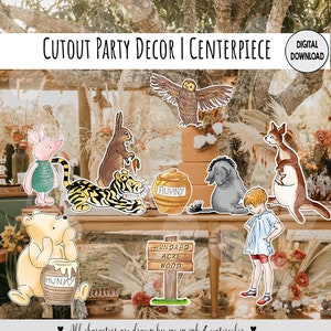 Centerpiece Set of 10 Double-Sided Charactes Classic Winnie the Pooh Baby Shower | Birthday Party Cutout Party Decor   DIGITAL DOWNLOAD 0001