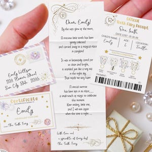 Editable Tooth Fairy Mini Letter Set for Girls, Tiny Tooth Fairy Receipt and Certificate, Personalized Fairy Mail, Instant Download 0045
