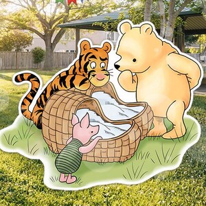 Ausschnitt Klassische Winnie The Pooh ZWILLINGE Babyparty | Geburtstagsparty Ausschnitt Prop | Stand Up Prop Yard decor DIGITAL DOWNLOAD 0001