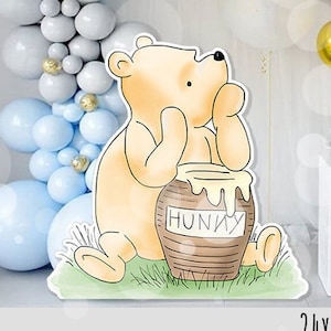 Wycinanka Dekoracyjna Kubuś Puchatek, Klasyczny Kubuś Puchatek Baby Shower | Wycinanka na przyjęcie urodzinowe | Stojąca rekwizyt POBIERANIE CYFROWE 0001