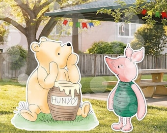 Bundle Set of 2 Cutout Decor Baby Shower|Birthday Party Classic Winnie the Pooh  and Piglet Cutout Prop|Stand Up Prop DIGITAL DOWNLOAD 0001