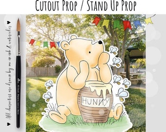 Cutout Decor Winnie The Pooh with bees Classic Winnie the Pooh Baby Shower Birthday Party, Cutout Prop|Stand Up Prop DIGITAL DOWNLOAD 0001