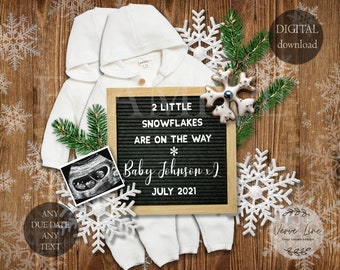 BA-011 Printable PDF file Twins Birth Announcement Photo Card
