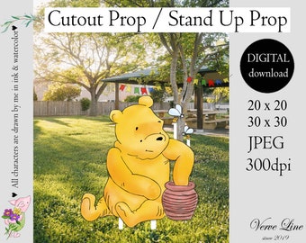 Classic Winnie The Pooh Printable Large Cutout Die Cut Prop Yard Sign Stand Up Standee Decoration Digital Download