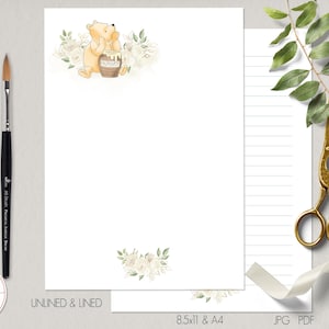 Classic Winnie the Pooh Printable Stationery Lined Unlined Paper ...