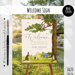 Editable Welcome Sign for a Classic Winnie the Pooh Themed Baby Shower or Birthday Party | Sweet Design | DIGITAL DOWNLOAD 0001S