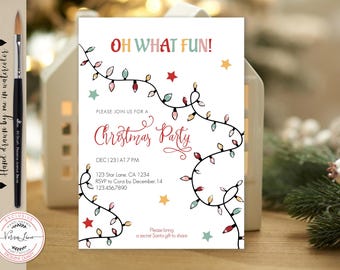 Editable Christmas Party Invitation Oh what fun! Holiday Cheer Invite Christmas Kids Holiday Birthday Winter 0024