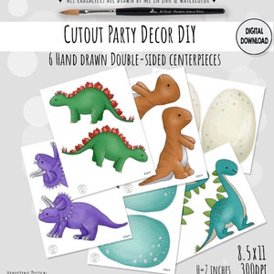 Dinosaur Birthday Party Printable Centerpieces Set #2 Cake Topper Table ...