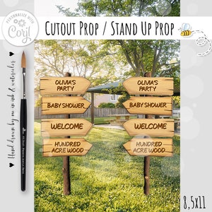 Editable Arrow Cutout Decor Classic Winnie the Pooh Baby Shower | Birthday Party double-sided Signs Hundred Acre Wood  DIGITAL DOWNLOAD 0001
