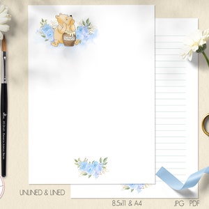 Classic Winnie the Pooh Printable Stationery Lined Unlined Paper ...