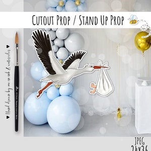 Stork with Baby Cutout Decor Baby Shower Party Cutout Prop |Stand Up Prop Yard decor Files for Large print DIGITAL DOWNLOAD