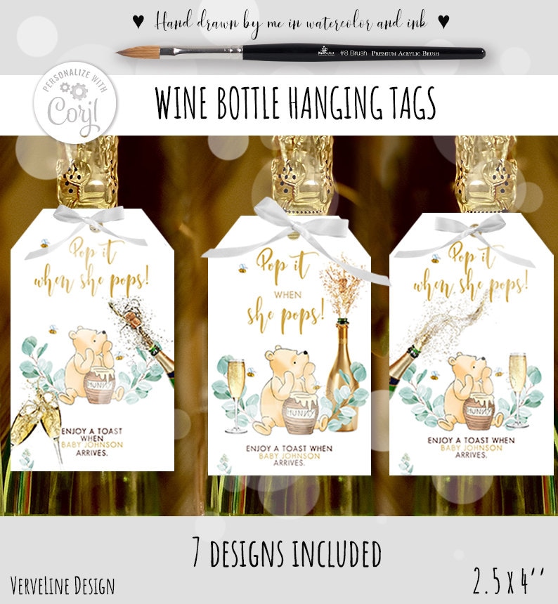 Popping Bottles Custom Printable Champagne or Wine Bottle Label Pregna –  Bright Color Mom Shop