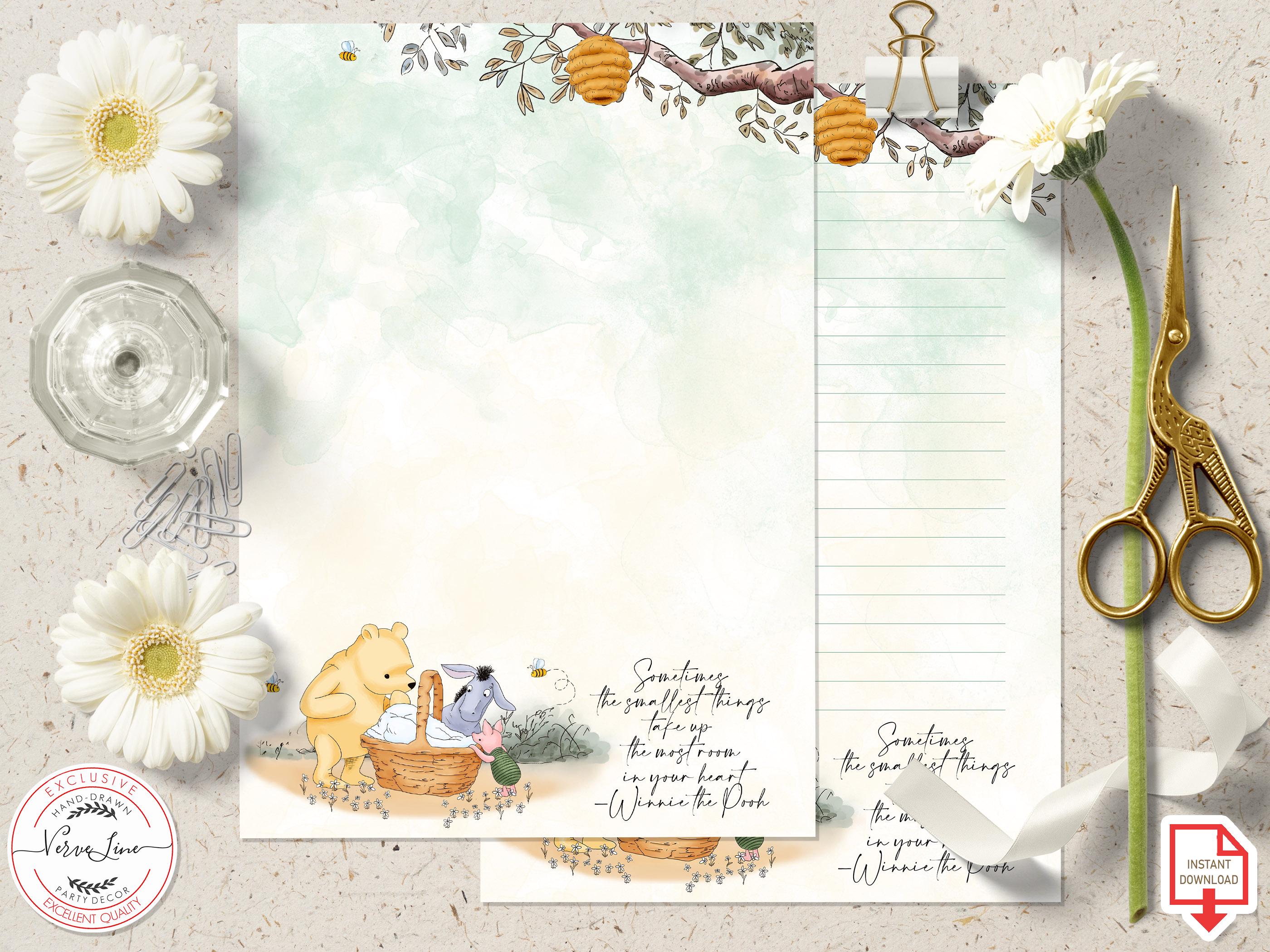 Classic Winnie the Pooh Printable Stationery Lined Unlined Paper ...