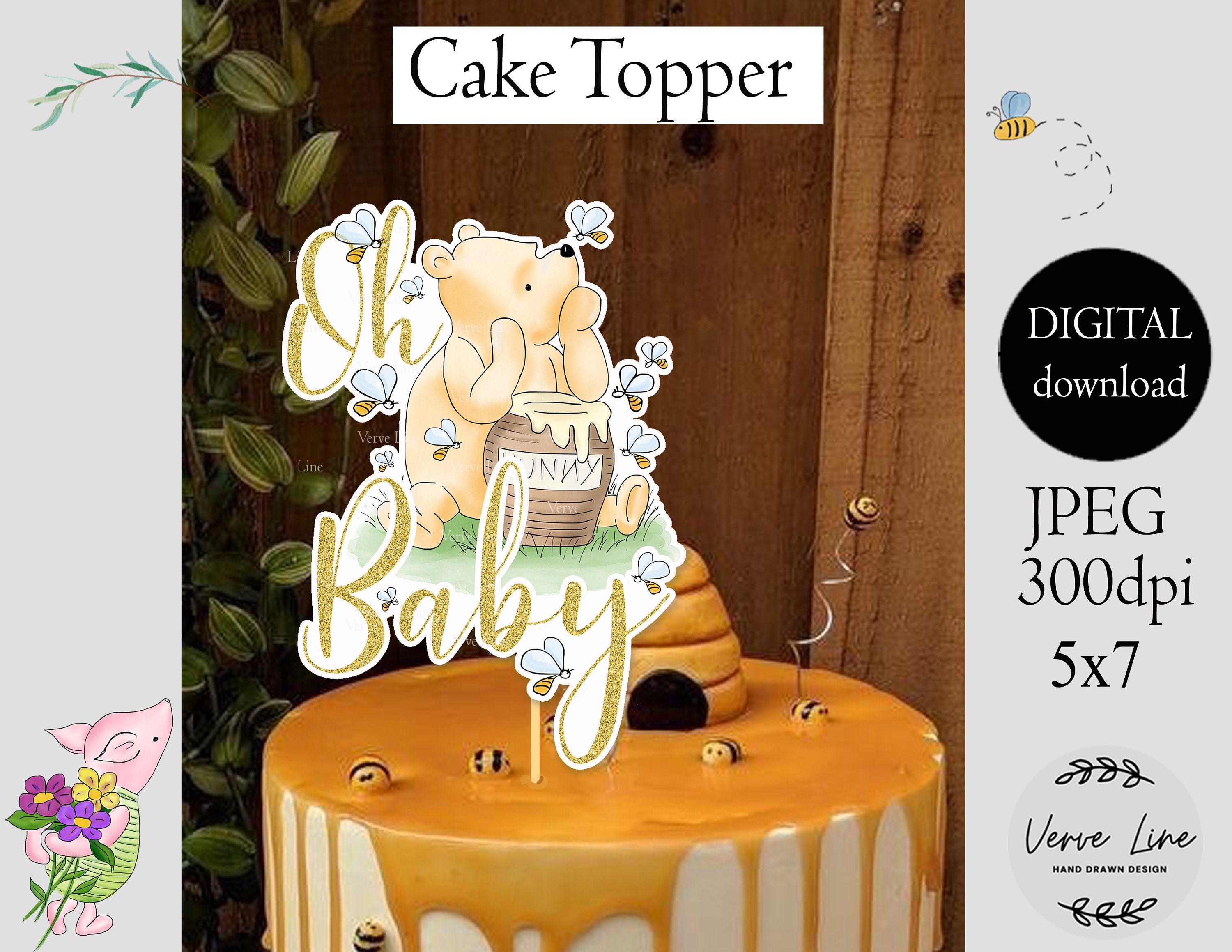 Classic Winnie the Pooh Baby Shower Cake Toppers Bundle – Cake Stuff to Go