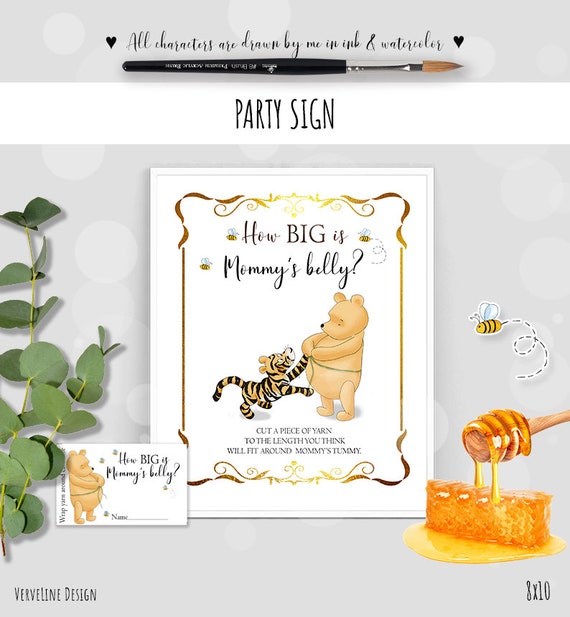 Classic Winnie the Pooh Baby Shower Game Sign 35 How Big is