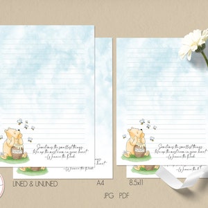 Classic Winnie the Pooh Printable Stationery Lined Unlined Paper ...