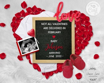 Editable Pregnancy announcement  for Social Media, Valentine's Baby Announcement Not All Valentines are delivered ... DIGITAL template Corjl