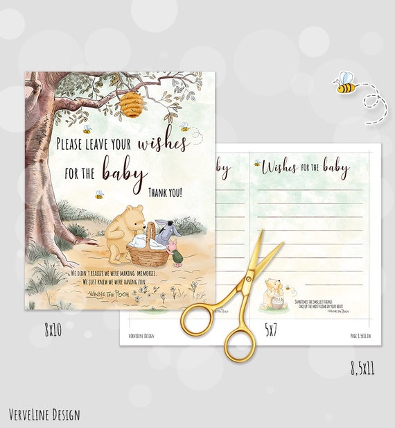 Classic Winnie the Pooh Baby Shower Wish for the Baby Sign With