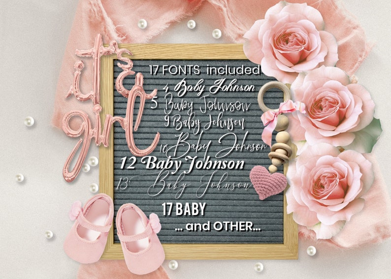 Editable pregnancy announcement for social media Baby Girl announcement
