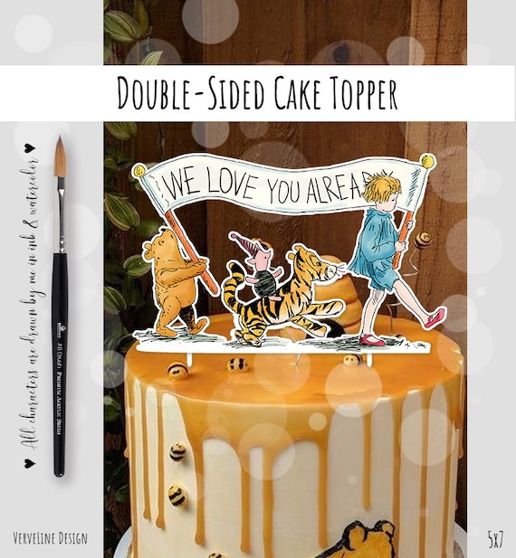 Double Sided Cake Topper Winnie the Pooh Classic Baby Shower We