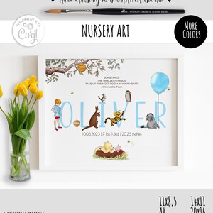 Editable Name Sign in the Classic Winnie the Pooh Style for a Boy|Girl Nursery Wall Art Baby Shower or Birthday Gift | Digital 0001 BB1