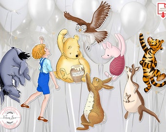 VENTE ! Winnie l'ourson Friends, 9 personnages à suspendre, décoration recto-verso pour ballons, excellente qualité, découpe instantanée, téléchargement 0001.14