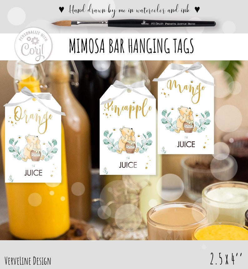 Mimosa Bar - carafes with tags to mark juice options