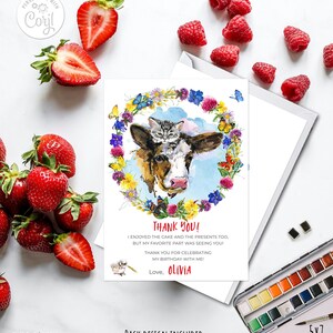 Anniversaire garçon fille modifiable à la ferme | Carte de remerciement pour baby shower, animaux de la ferme d'été, aquarelle de basse-cour, téléchargement numérique 0012