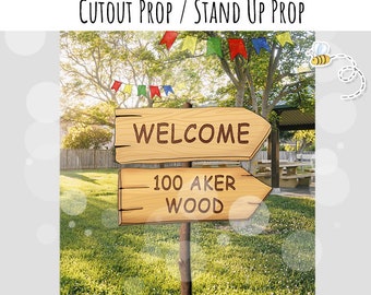 Cutout Decor Classic Winnie the Pooh Baby Shower|Birthday Party Wooden Sign Arrow Welcome 100 Aker Wood  DIGITAL DOWNLOAD 0001