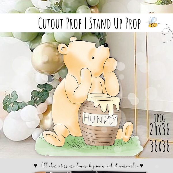 Cutout Decor Classic Winnie the Pooh Baby Shower Birthday Party Cutout Prop | Stand Up Prop DIGITAL DOWNLOAD 0001