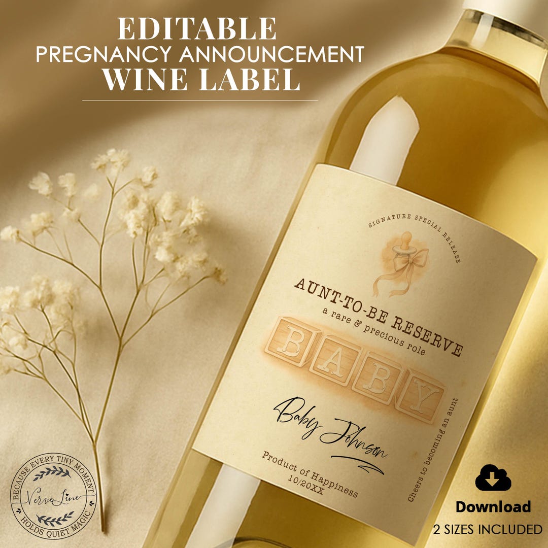 Editable Wine Label – Pregnancy Announcement for Aunt | Aunt's Special ...