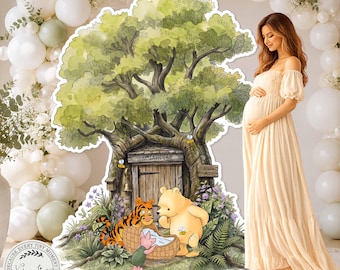 Décoration classique Winnie l'Ourson pour baby shower | Fête d'anniversaire | Décoration de jardin avec découpe pour révélation du sexe - Téléchargement numérique 0001