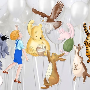 Decoração dupla face pendurada em balão Ursinho Pooh e amigos 9 personagens chá de bebê festa de aniversário recorte DOWNLOAD DIGITAL 0001.12