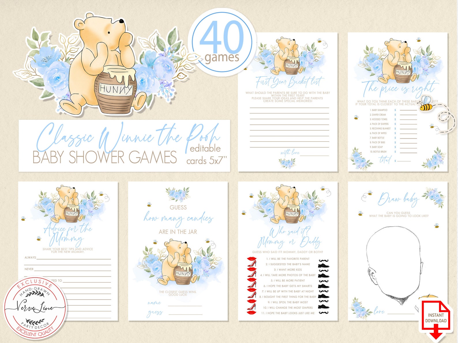 Classic Winnie the Pooh Printable Stationery Lined Unlined Paper ...