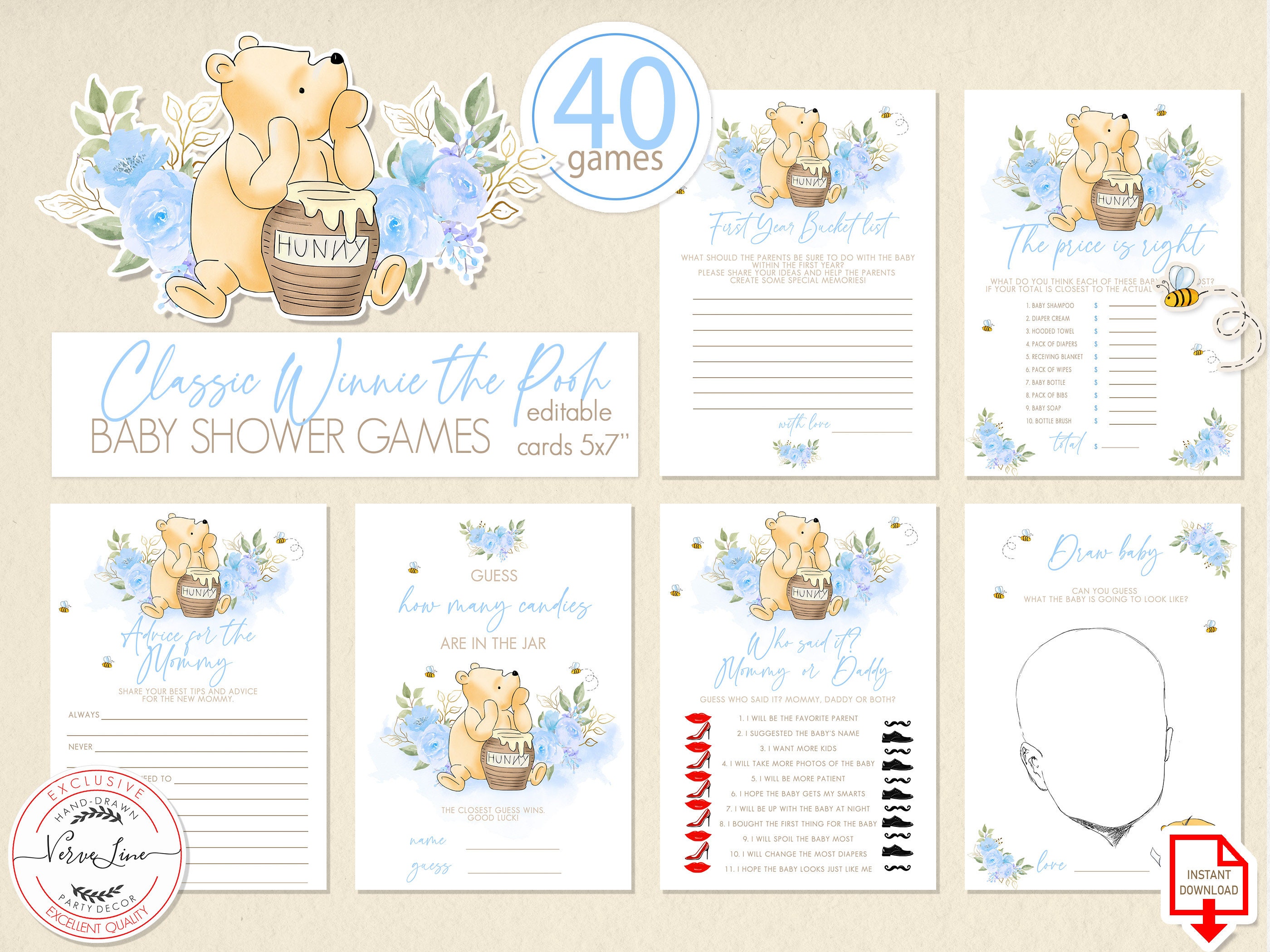 Classic Winnie the Pooh Printable Stationery Lined Unlined Paper ...