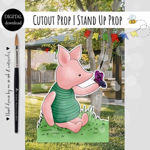 Cutout Decor Ferkel mit Schmetterling Classic Winnie the Pooh Baby Shower Birthday Party, Cutout Prop | Aufsteller DIGITALER DOWNLOAD 0001