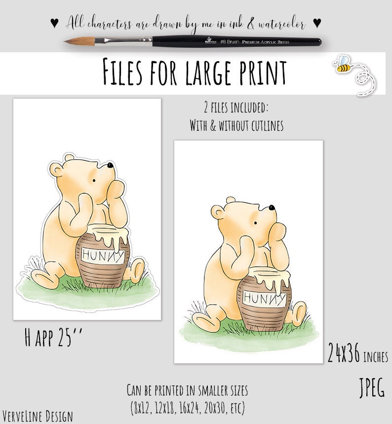 Cutout Decor Winnie The Pooh, Classic Winnie the Pooh Baby Shower, Birthday Party, Cutout Prop /Stand Up Prop DIGITAL DOWNLOAD 0001 image 4